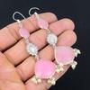Schwestern-Tag Angebot Rosa Chalcedon Edelstein 925 Silber Hängende Art Deco Ohrringe