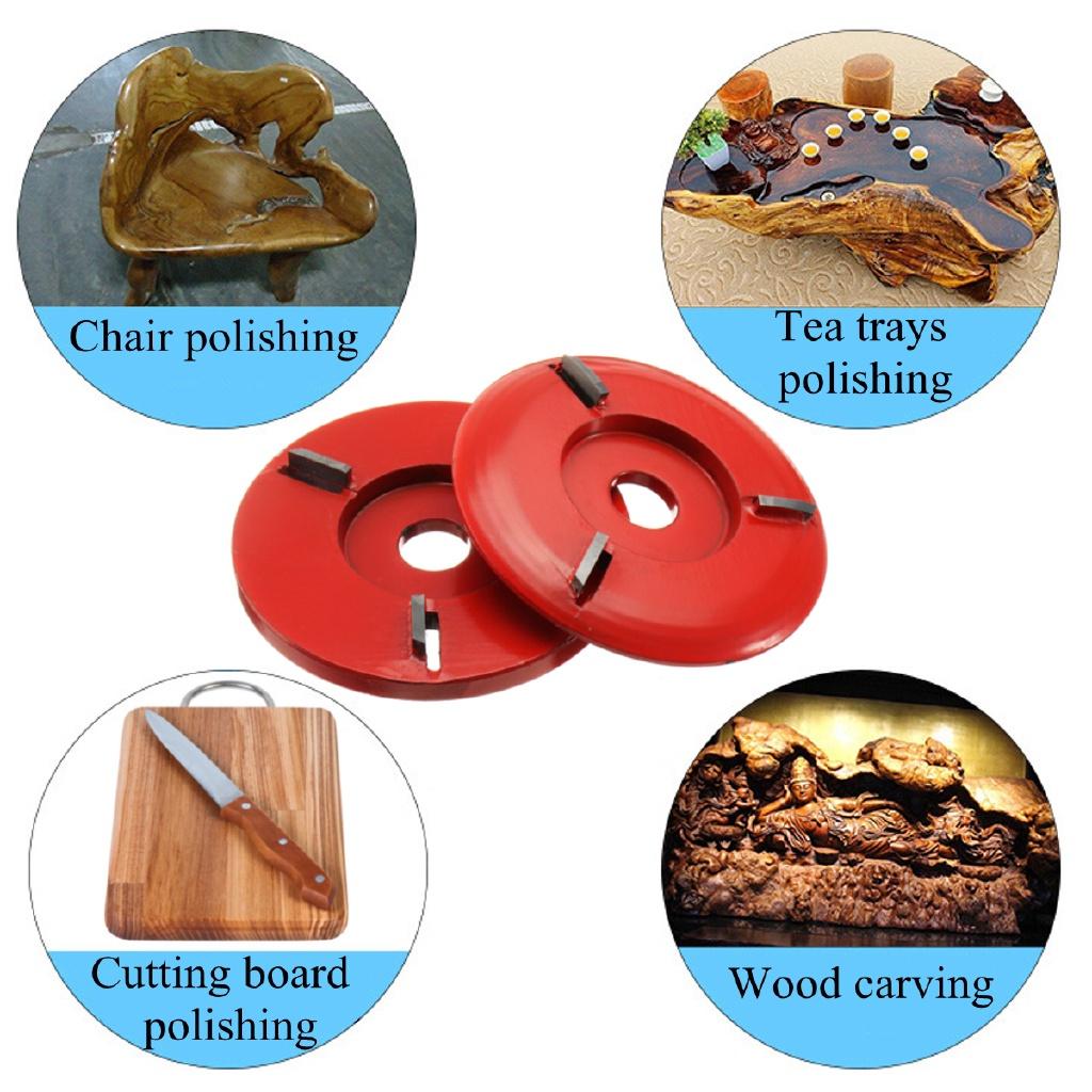90mm Diameter 16mm Bore Power Wood Carving Disc Angle Grinder Attachment Three-tooth Milling Cutter Red