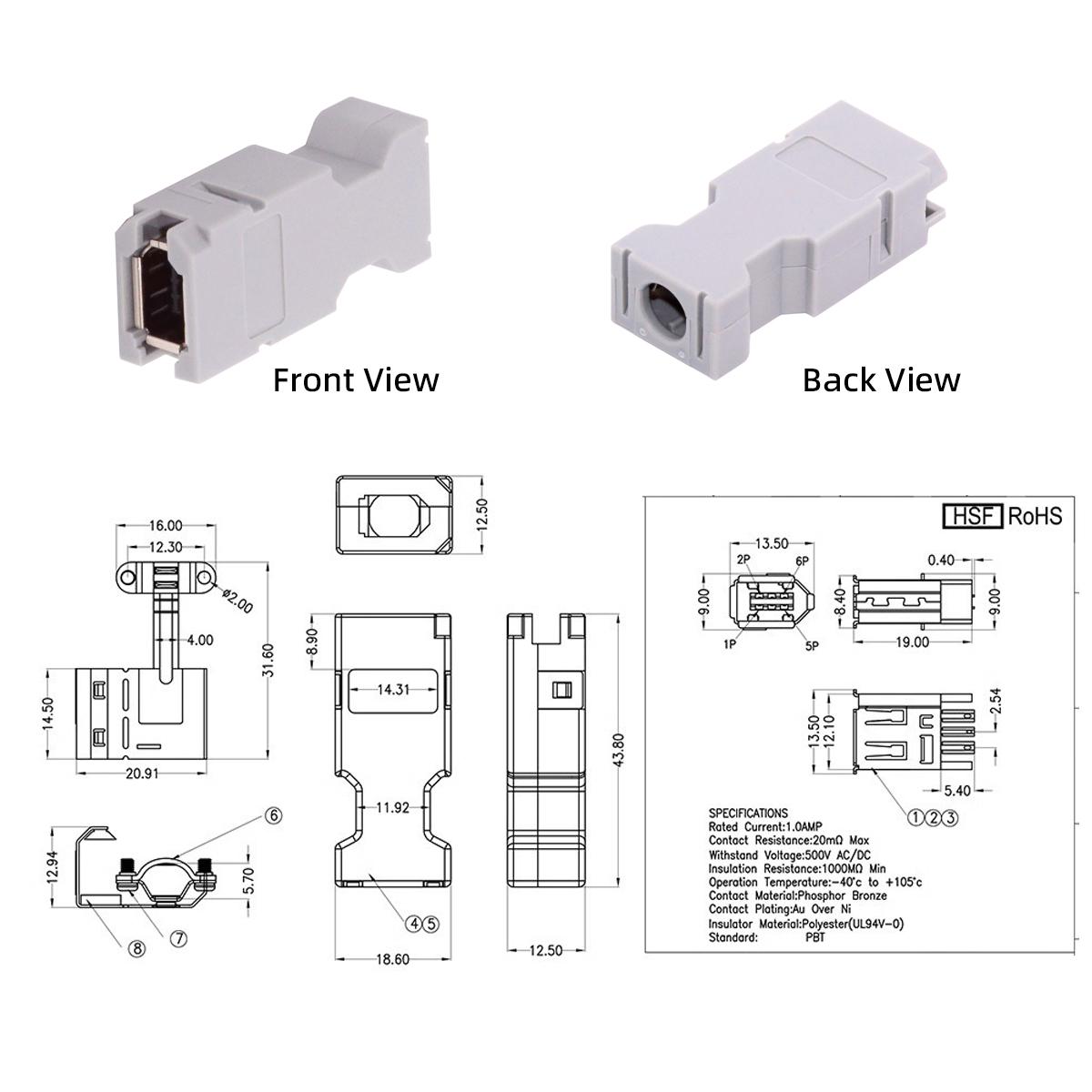 

CN-010-FE SM-6E I/O Connector IEEE 1394 6Pin CN3 Socket 55100-0670 Female JZSP-CMP9-1-E Compatible with Yaskawa Panasonic Servo 54280-0609 As Shown A