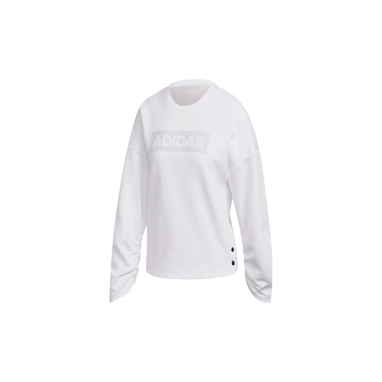 (WMNS) adidas Crew Dk Emby Loose Sports Pullover White Women s FR5980 L