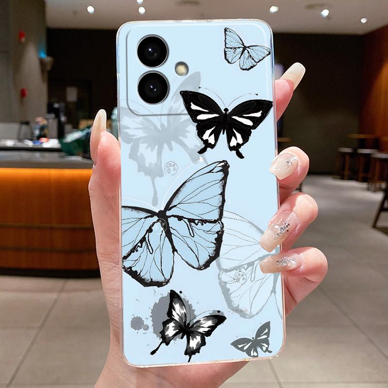 Case For Samsung Galaxy S26 Edge Flower Butterfly Protective Thin Casing Transparent Soft Silicone TPU Phone Cover
