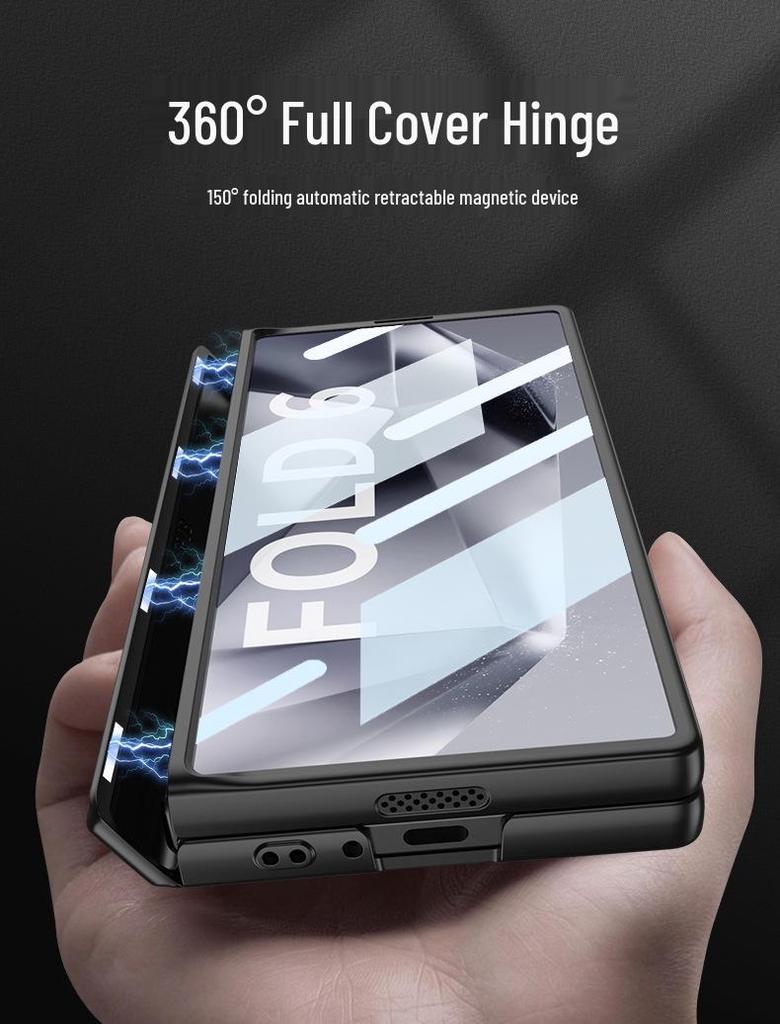 Samsung ZFold6 Magnetisches Scharnier Case: Vollständige Abdeckung, Integrierte Folie & Hartschalen-Halterung