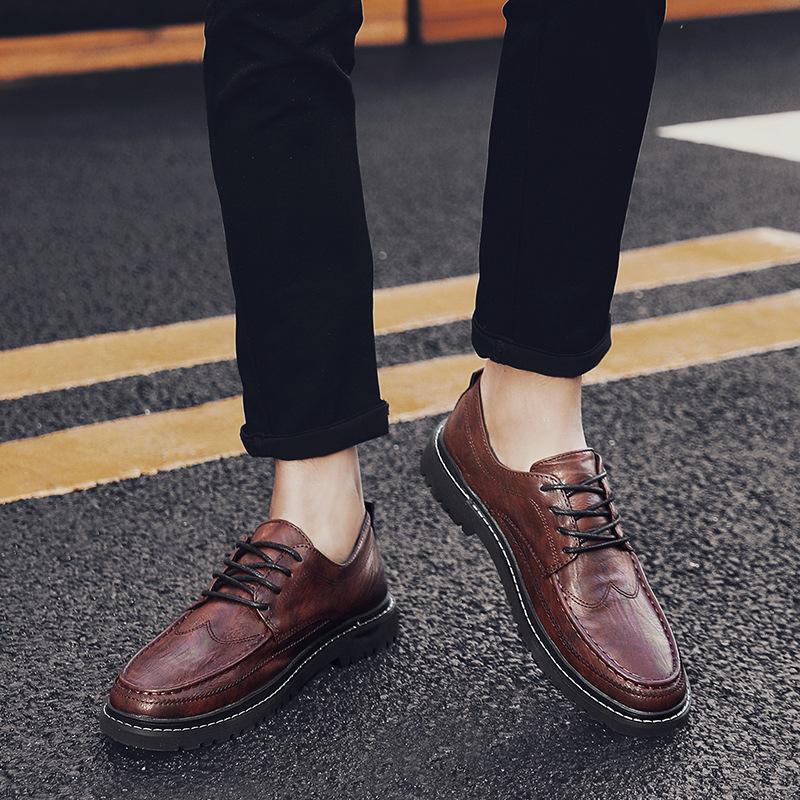 Lace-up Men's Shoes British Formal Men's Leather Shoes Europe, America 2025 Spring Youth Business Leisure Korean Version Small Leather Shoes