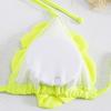 2Pcs/Set Women Swimsuit Suit Halter 3D Flower Decor Bra Low-rise Swimming