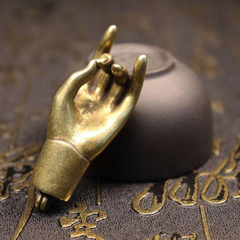 Metal Crafts Brass Guanyin Bergamot Pendant Brass Hand Enlightenment Key Pendant