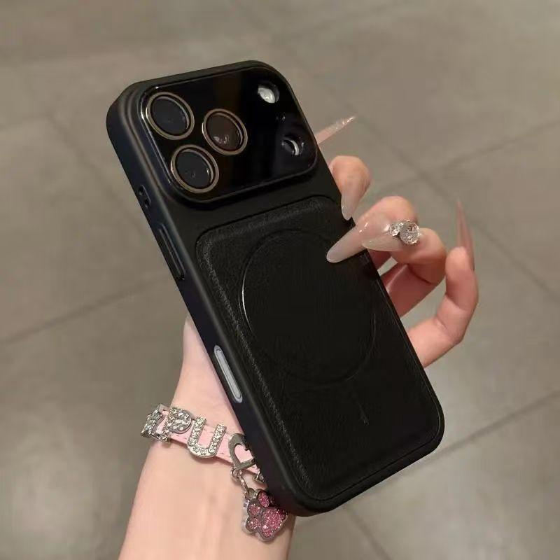 Luxury Lychee Leather Texture Phone Case For iPhone 17 16 15 14 13 Pro Max 17Pro For Magsafe Magnetic Camera Protection Cover