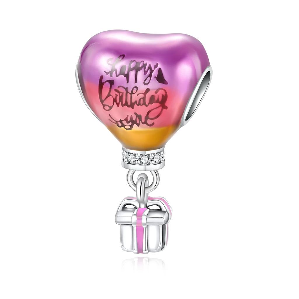 Original Copper Air Balloon Happy Birthday Love Couples Pendants Fit Bracelets Diy Jewelry Lover Friend Gift