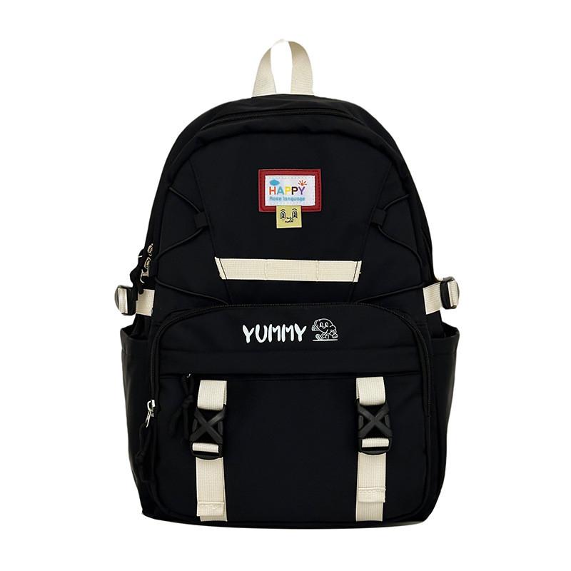 Large Capacity Yummy Letter Print Nylon Backpack For Girls And Boys With Breathable Design For School And College Use
