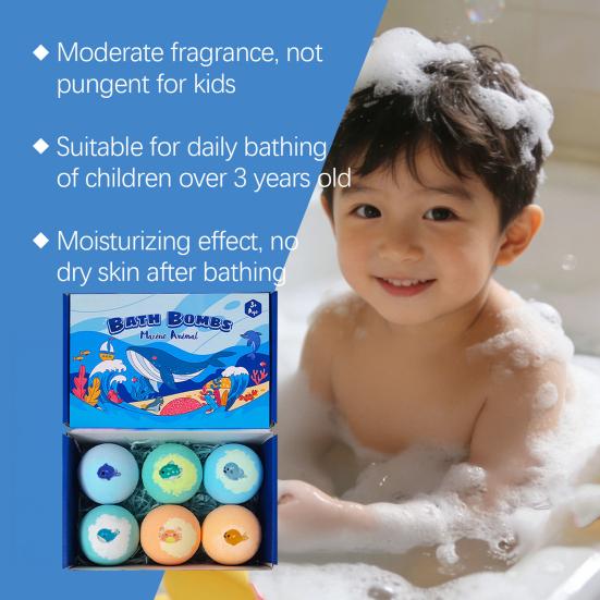 Bath Bombs with Built-In Bath Bubble Toys Skin-Friendly Bubble Bath Set Animal