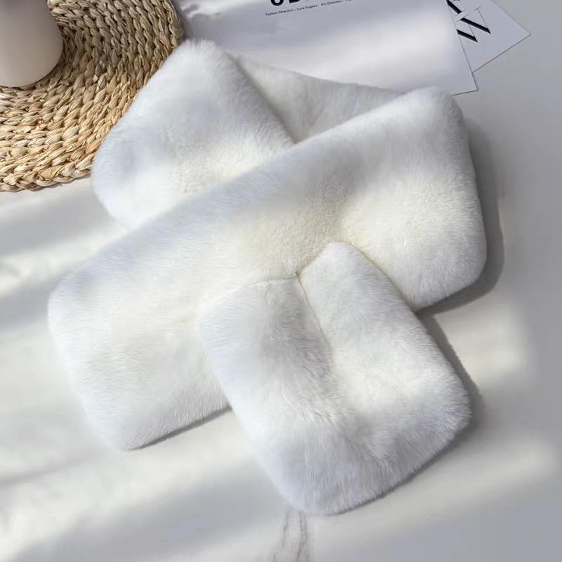 Elegant Luxury Women s Winter Scarf Customized Double Sided Rex Rabbit Fur Design белый