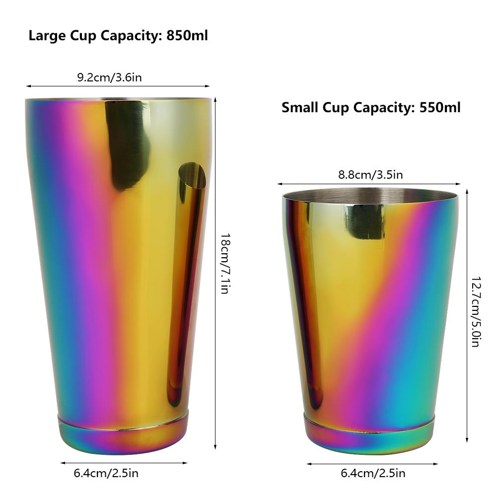 Stylish Colorful Stainless Steel Boston Cocktail Shaker Mixing Shaking Tool Accessories for Bar