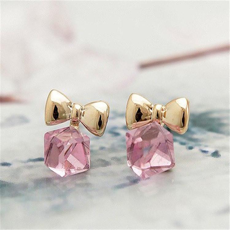 Korean Butterfly & Bowknot Cat's Eye Earrings with Pearl Studs