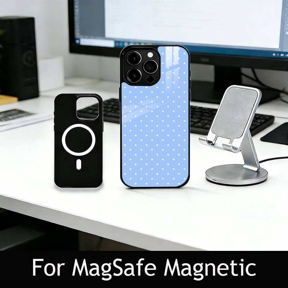 Classic Polka Dot Phone Case For iPhone17,16,15,14,13,12,11 Plus,Pro Magnetic with Magsafe Wireless Charging