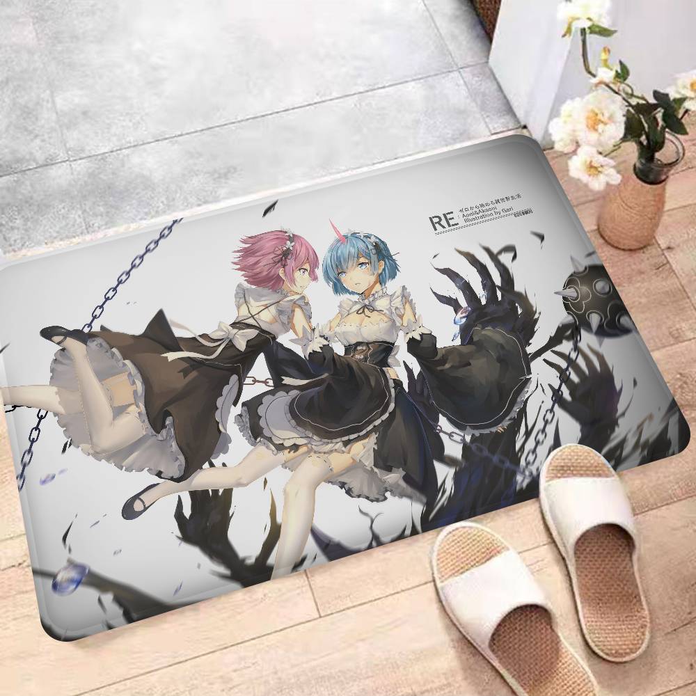 Anime RE ZERO Kitchen Mat Kids Room Bedroom Decoration Balcony Anti-Slip Doormat Living Room Alfombra