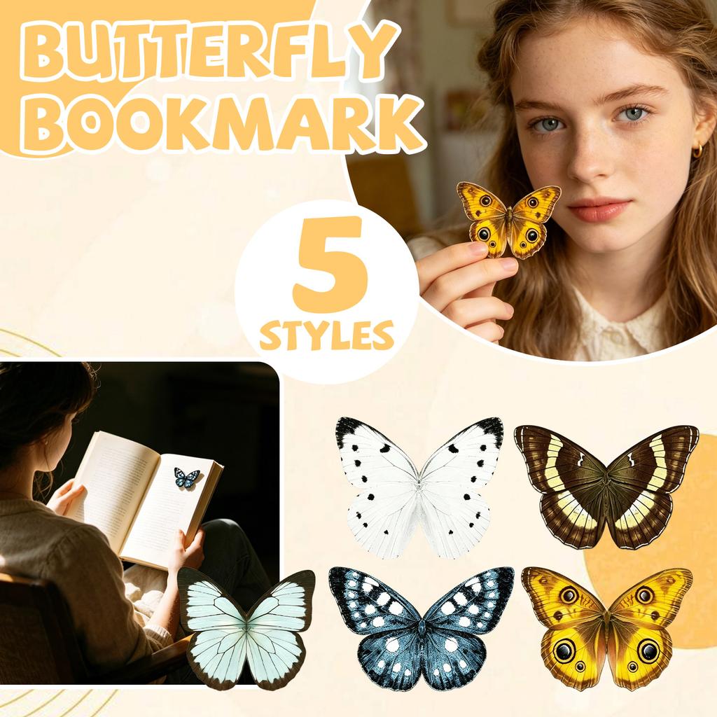 5pcs Color Simulated Butterfly Magnetic Bookmark Set