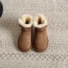 Girls' snow boots 2025 autumn and winter new sheepskin and fur integrated short tube piled thickened warm cotton shoes + children's winter shoes