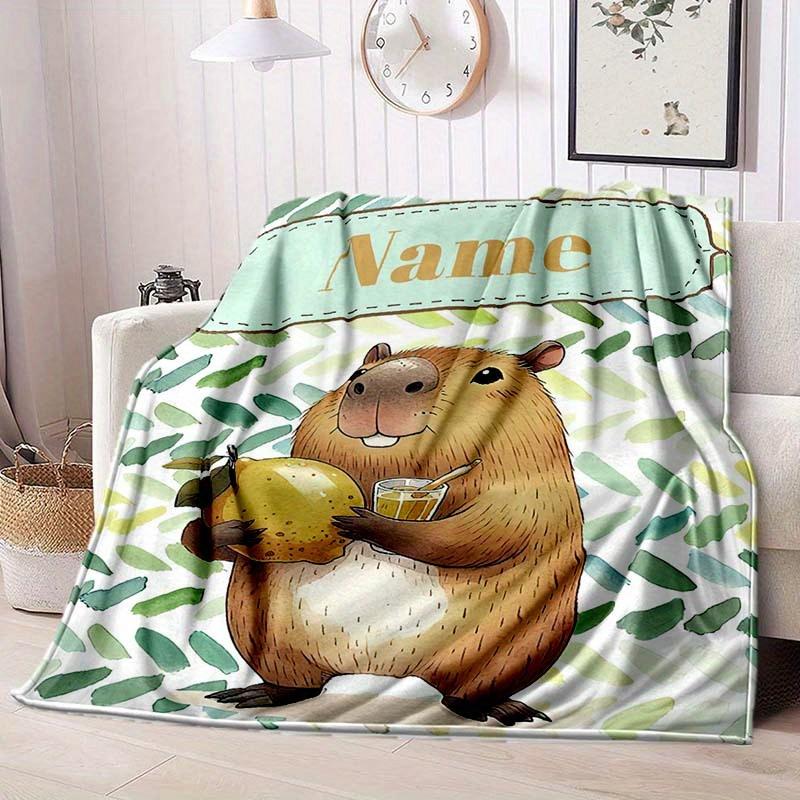 Capybara'S Drink Customize Your Name Blanket Warm Comfortable And Soft Blankets Are Suitable For Home Lunch Break Blanket Office Sofa Sofa Gift To