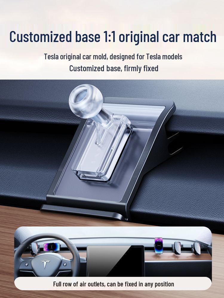 Tesla Car Phone Mount: Dashboard & Air Vent 17mm Ball Head Universal Holder Base.