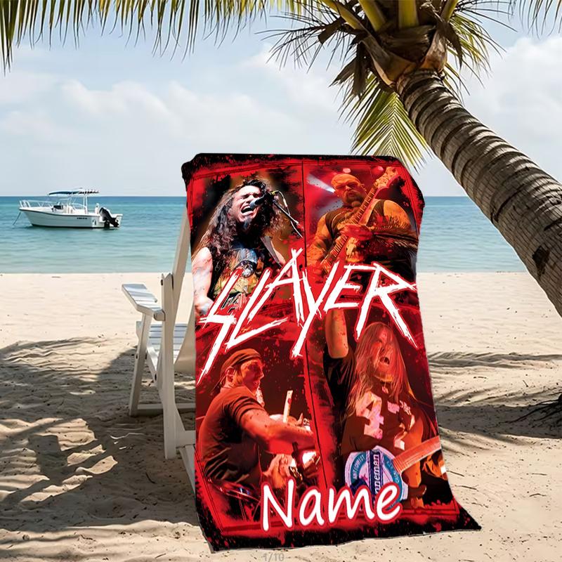 Customizable personalized beach towels Slayer band themed designs.Suitable for the beach, yoga, sports;ideal as beach accessories