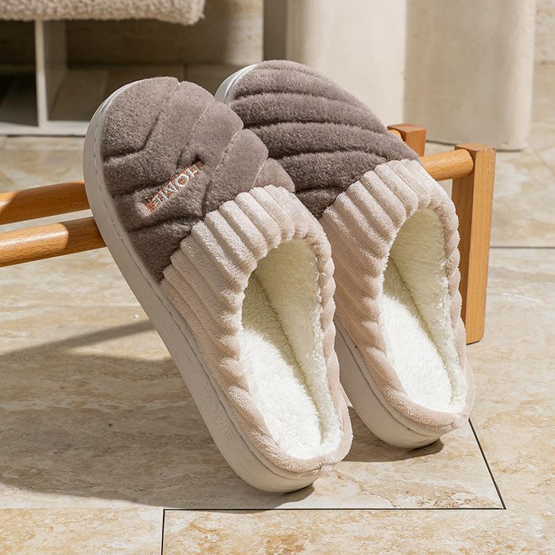 2025 new plush cotton slippers winter home indoor warm shoes non-slip thick-soled cotton slippers