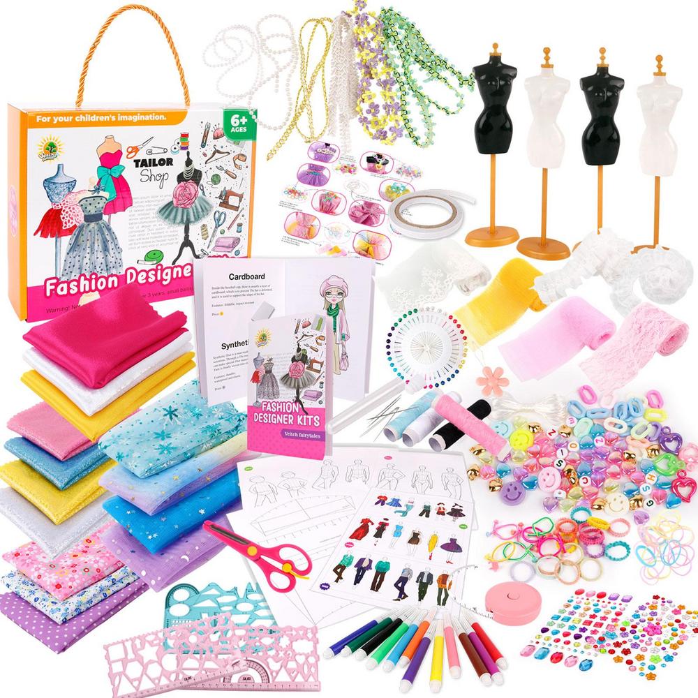 

Fashion Design Kit For Girls 345pcs Girls Embroidery Kit Sewing DIY Basic Reusable Kit For Creativity DIY Arts Learning Crafts
