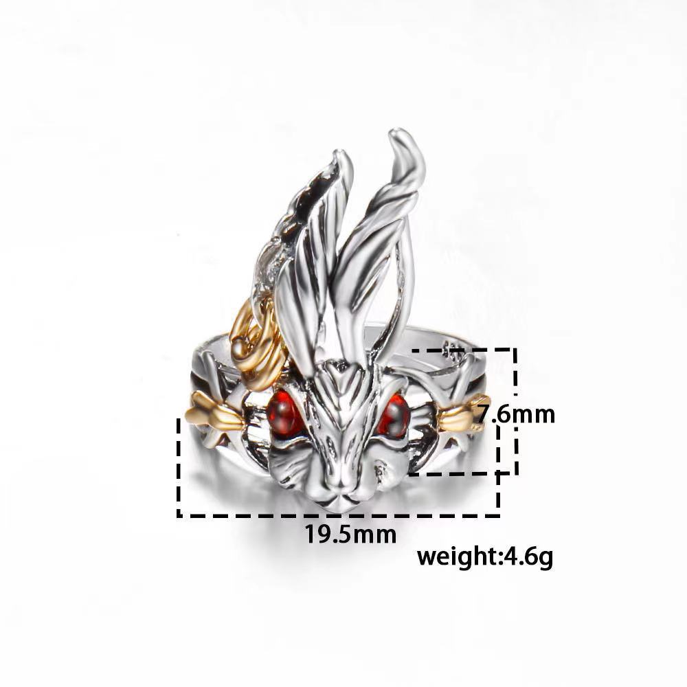 Neue Kreativität Modische Ringe Niedlicher Rotäugiger Hase Karotten-Styling Retro-Ringe Offen Verstellbar Partnerringe Damenschmuck