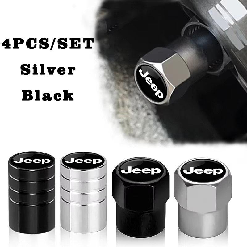 4 Pack 3D Metal Car Tire Wheel Valve Cap Air Valve Cover for Jeep JPB Renegade Wrangler jk Compass Grand Cherokee Gladiator AJQ1