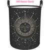 Vintage Engraving Sstyle Moon Phases Laundry Basket Waterproof Oxford Cloth Organizer Basket Collapsible Clothes Hamper with Han