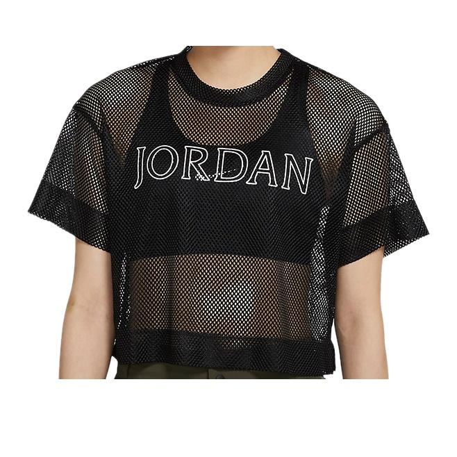 Jordan Mesh Paneled Sports T-Shirt Women Tops Black CZ1892-010