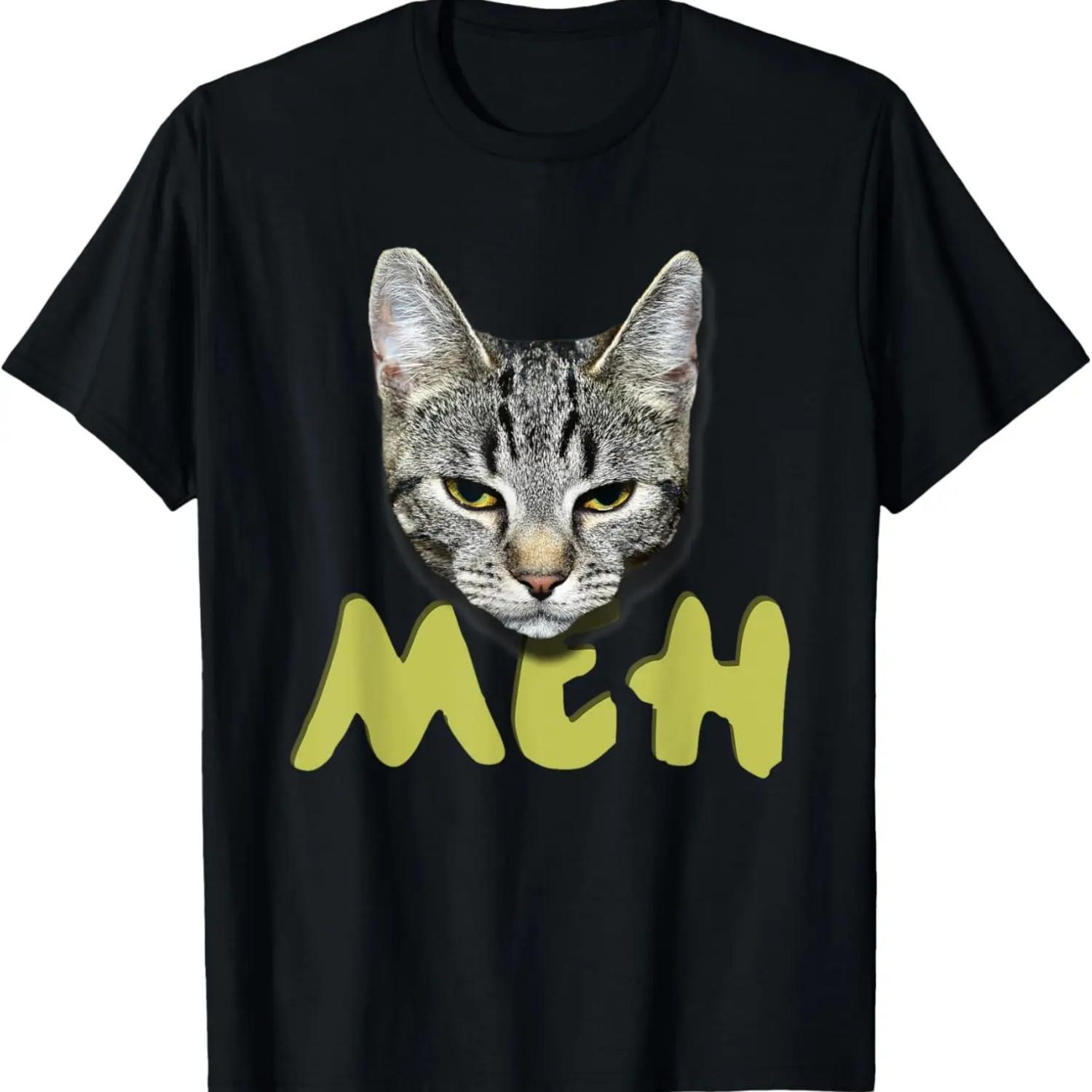 Meh Cat Funny Geek Sarcastic Expression T-Shirt T-Shirt S