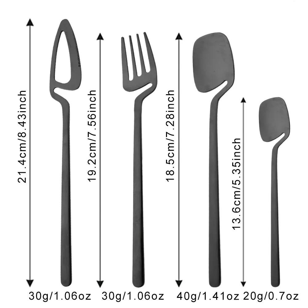 24Pcs Stainless Steel Flatware Cutlery Set Matte Knife Fork Spoon Teaspoon Dining & Kitchen Use Creative Hanging Tableware Set
