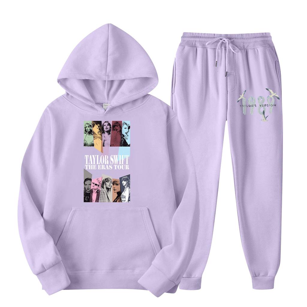 Women's Hooded Sports Tracksuit Unisex Two-Piece Running Outfits Long Sleeve Pullover Hoodies Sweatshirt+Sweatpants Set
