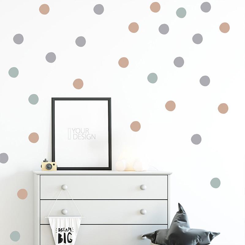 1 Piece Polka Dot Self-Adhesive Sticker Morandi Color Wall Background Beautifying Stickers For Bedroom Living Room Decoration