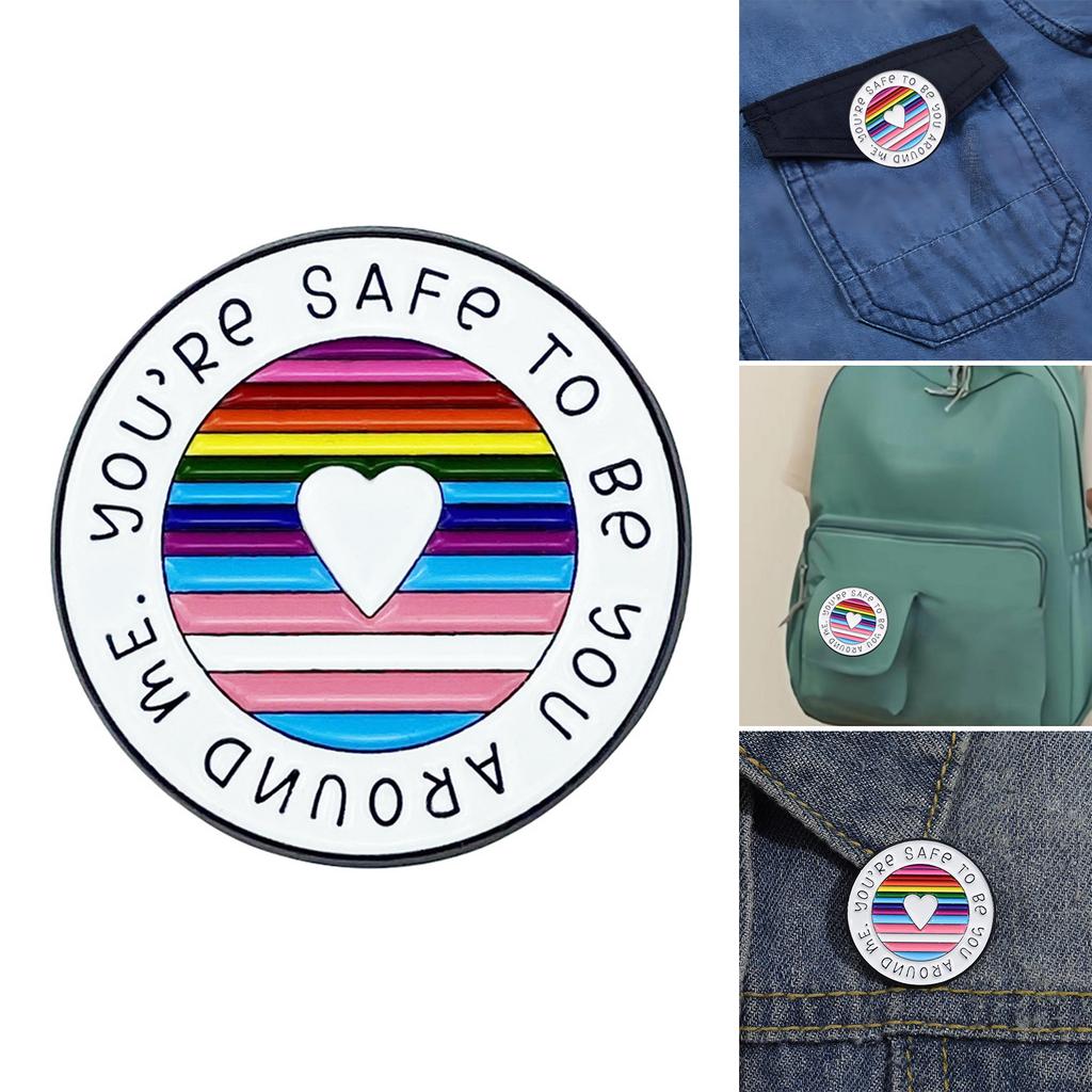 Runde Regenbogen Emaille Brosche Handgefertigt Du kannst bei mir du selbst sein Anstecknadel LGBTQ Ansteckpin für Jacken und Accessoires