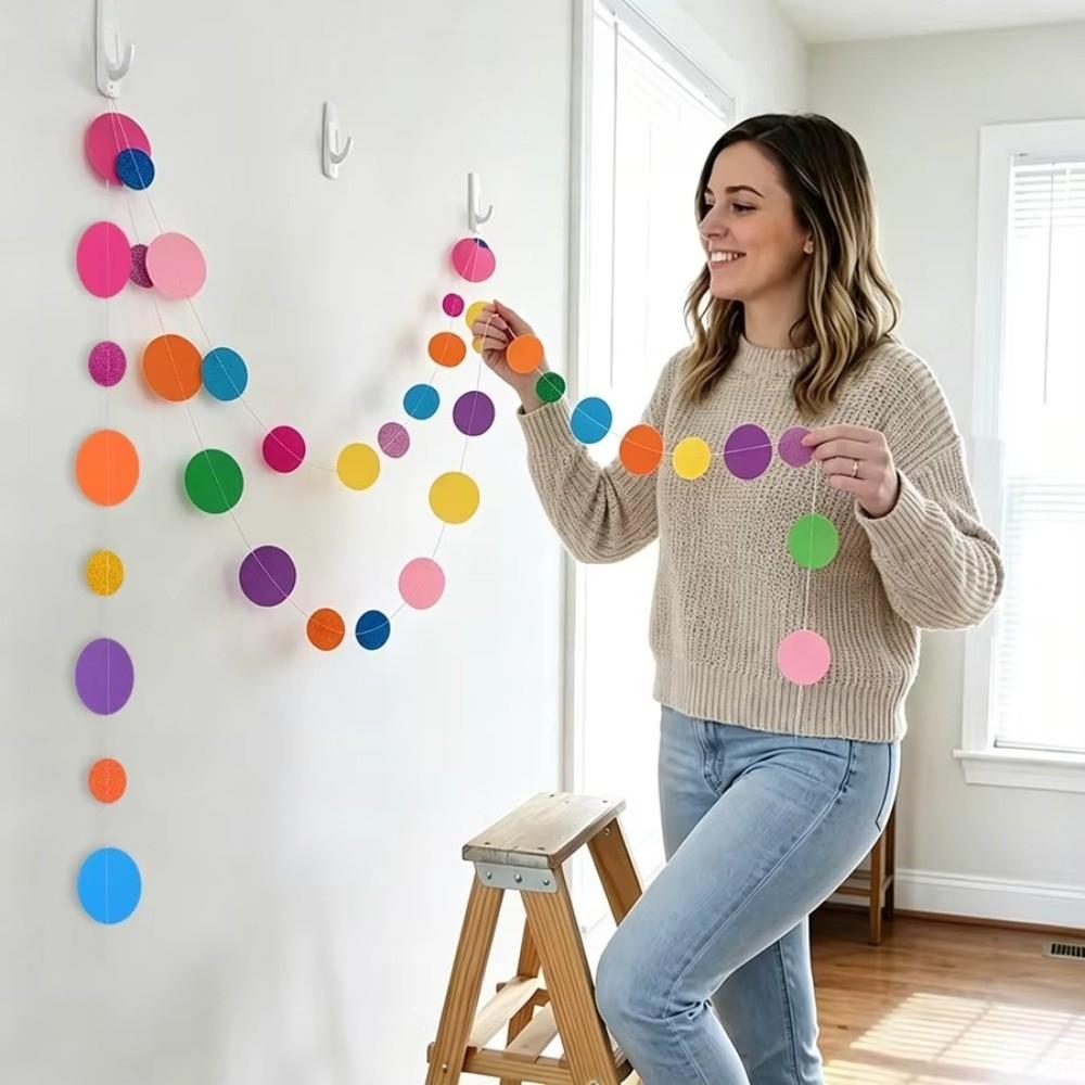 Colorful Circle Garland Banner Round Dots Colorful Dot Garland  Birthday Party Decorations