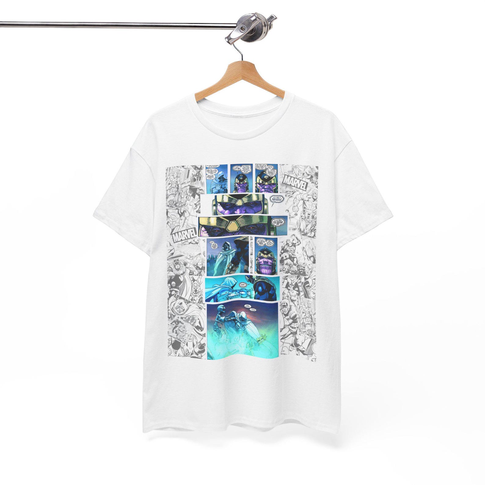 Comic strip Doom vs Thanos Unisex Heavy Cotton Tee | Perfect for Comic Lovers, Gifting, Casual S