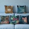 H-Hosono Cushion Cover Soft Case Sofa Living Cute Room Home Comfortable Office Decor Protective Art Cat K-Karin Pillow