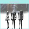 Beetlejuice 2 Cosplay Kostüm für Damen mit auffälligem schwarzem Polyester-Mischgewebe