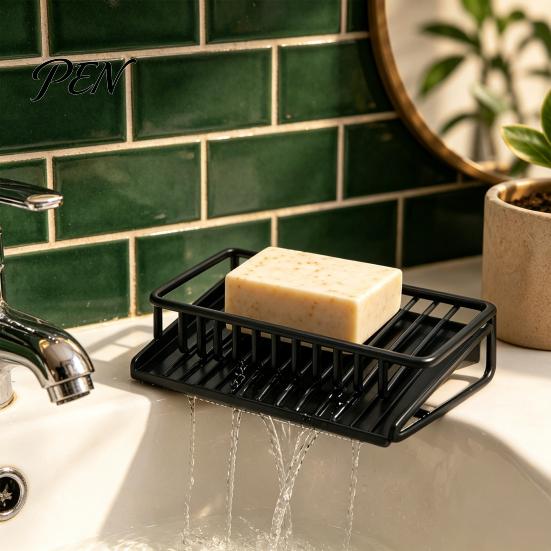 Modern Soap Storage Self Draining Dish, Removable Tray Design Compact Bathroom Organizer Container, Durable Holder for Kitchen Sink Countertop