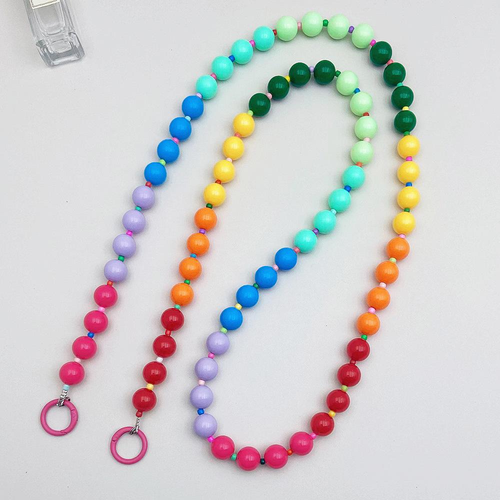 INS Colored Candy Acrylic Beads Fashion Anti-lost Hand Carry Diagonal Span Mobile Phone Chain