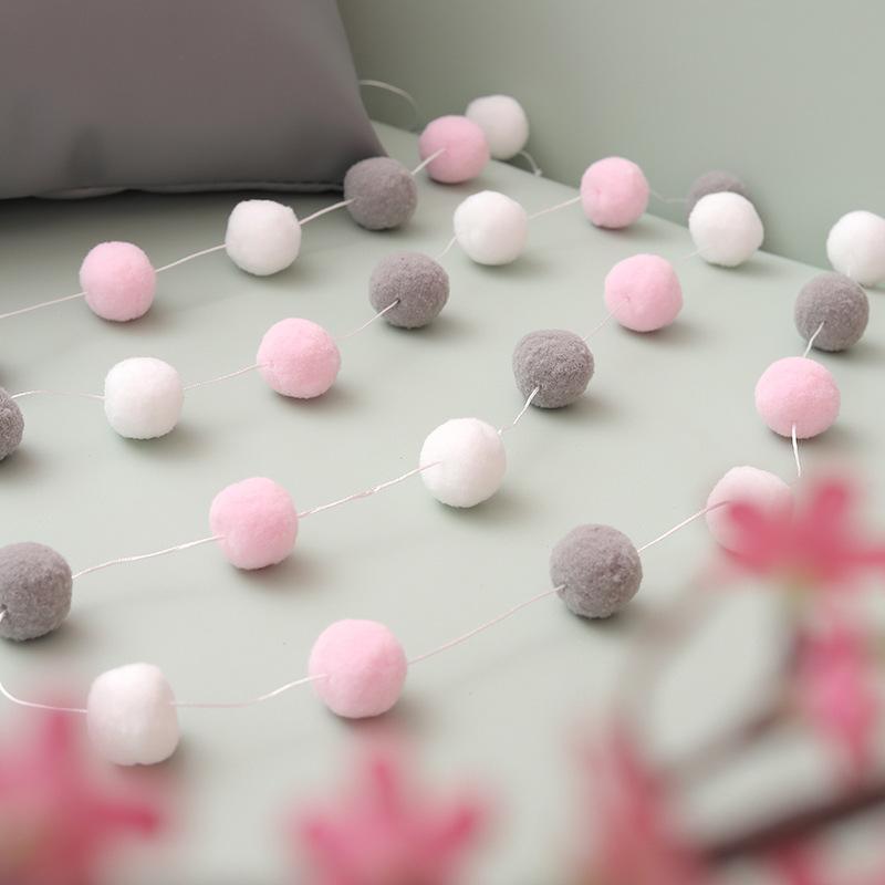 2.5Meter Colorful Pompom Pendant Garland Ins Nordic Style Wool Felt Ball String DIY Handmade Nursery Children Room Decor