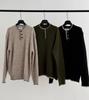 Men's Cleanfit Henley Collar Knit Sweater - Autumn/Winter High-End, Casual Base Layer