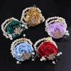 Pulseira de pulso de pérolas, rosa artificial, flor de casamento, pulseira, dama de honra, flores de pulso, noiva