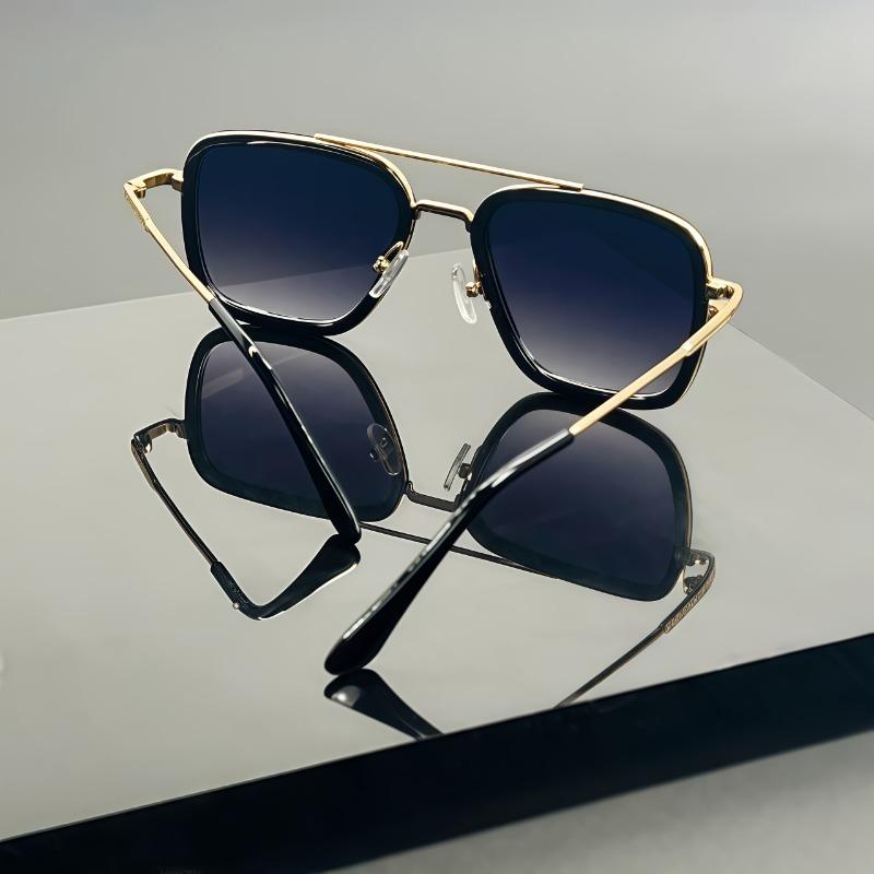 2/1 Pair of Men's Classic Style Metal Frame Glasses Double Bridge Design - Suitable for Daily Commuting