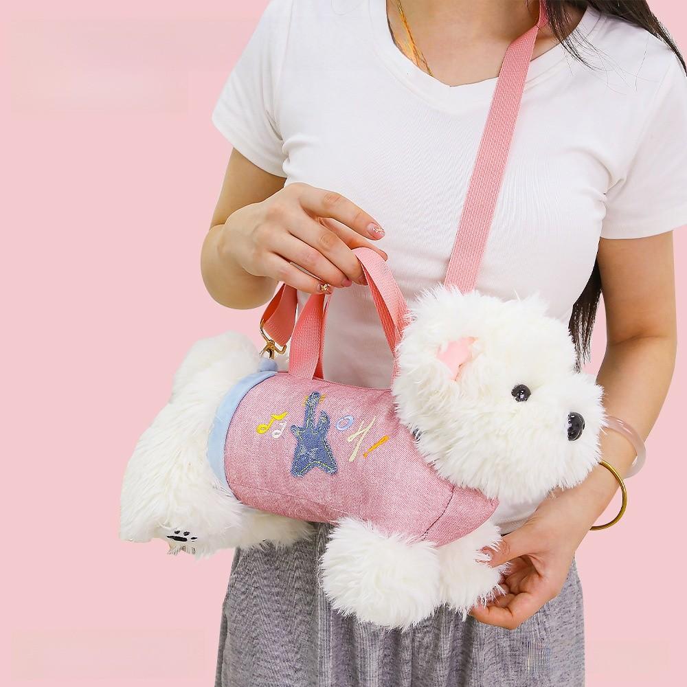 

Westie Puppy Bag Soft Polyester Animal Crossbody Carrier For Teen Gift розовый