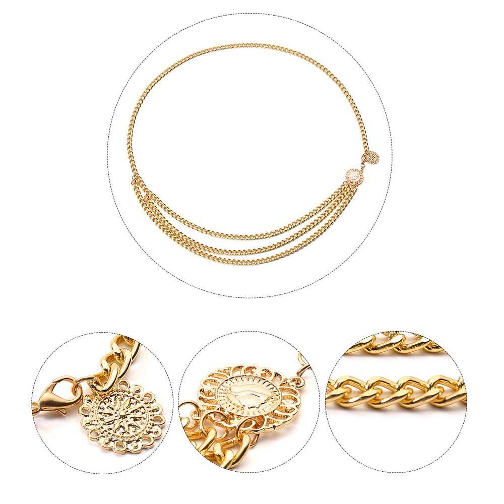 Decoration Zinc Zinc Alloy Chains Round Pendant Waist Chain Aluminum Chain Women Body Chain Metal Belts