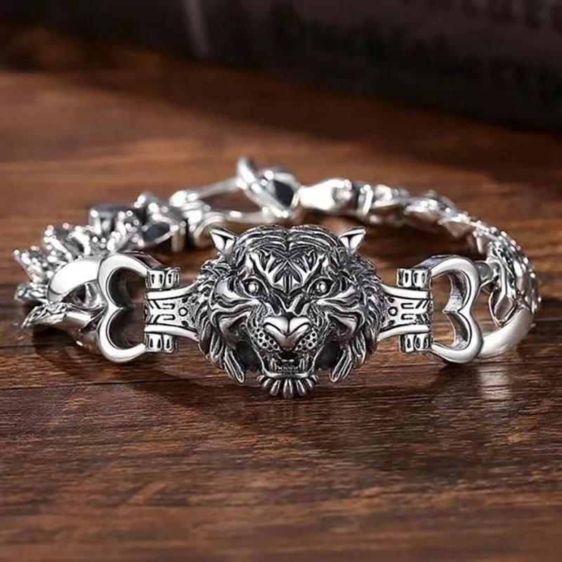 Retro trendy men's creative bracelet domineering new tiger head natal year personalized bracelet bracelet