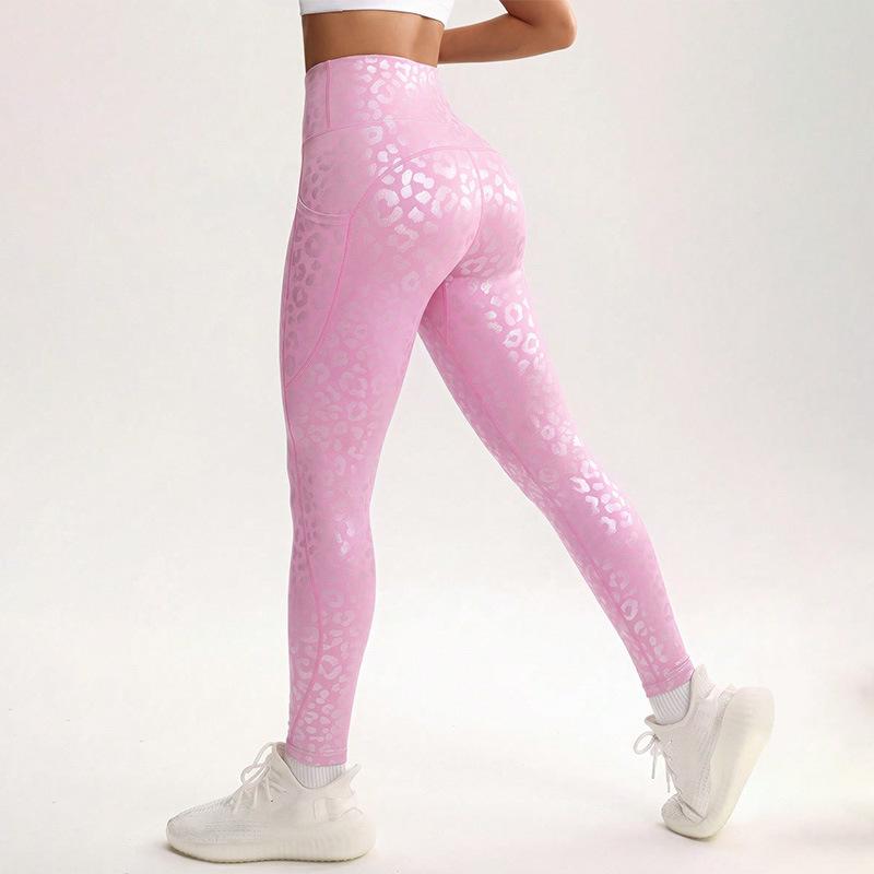 Peach Print High Waist Butt-Lifting Yoga Pants - Women s Tummy Control Fitness Leggings Medium розовый