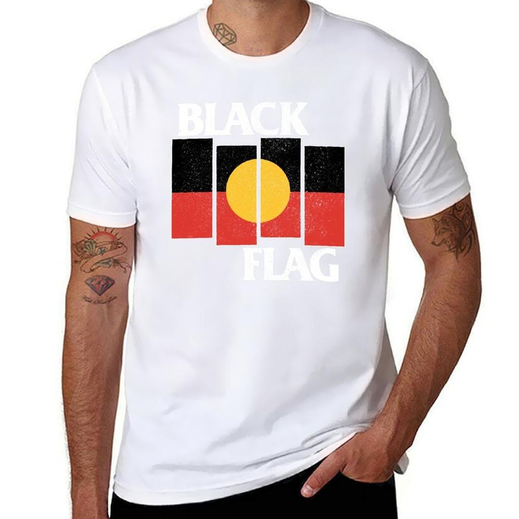 Rdzenna Czarna Flaga Czarna Znoszona Koszulka T-shirt Codzienna Graficzna