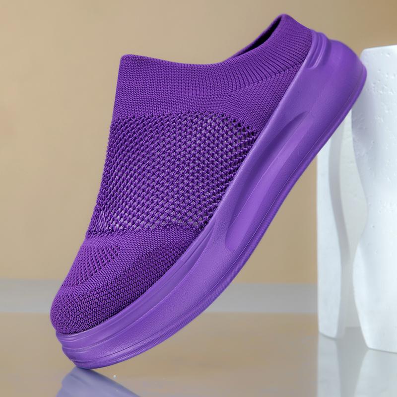 Breathable Mesh Couple Casual Shoes Knitted Lightweight Slippers Slip-on Daily Loafers for Walking Traveling Size 36-45